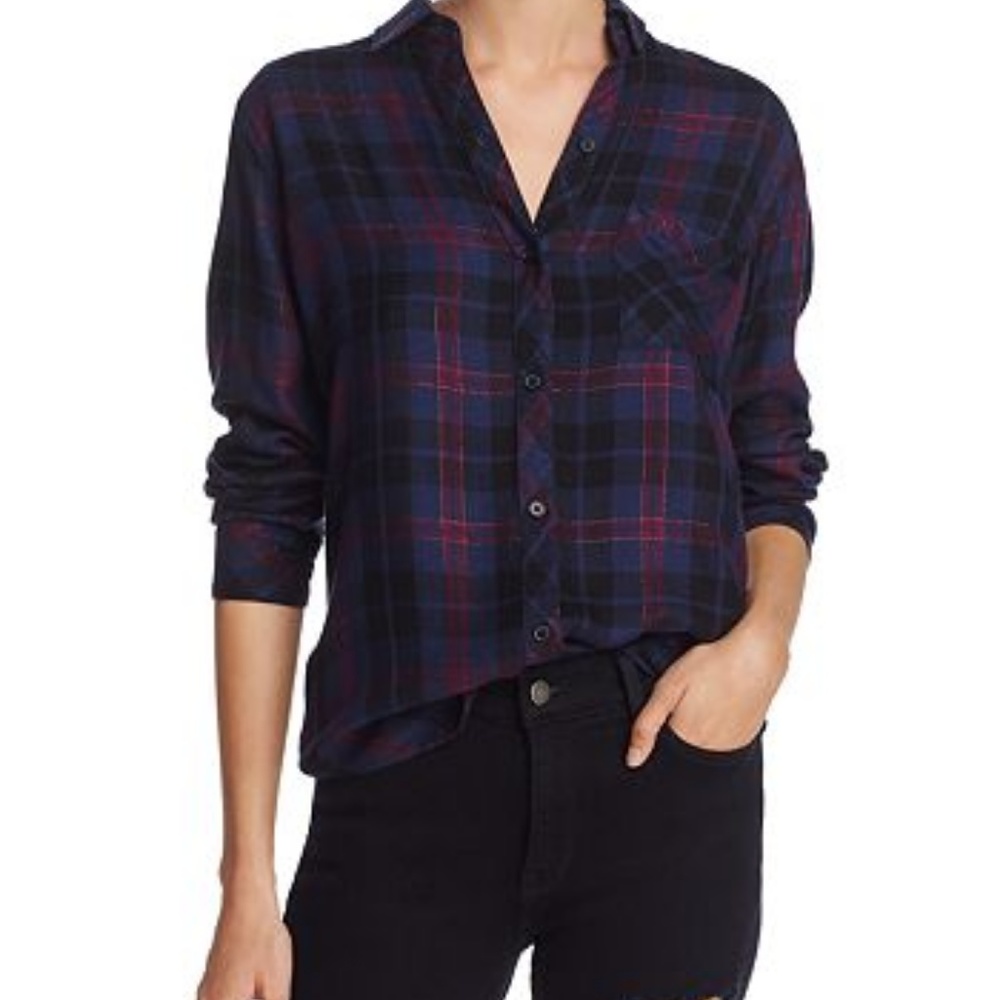 Rails Hunter Midnight Merlot Gold Long Sleeve NWT